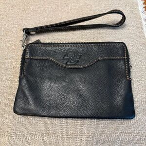 Boston College Black Leather Wristlet